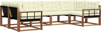 vidaXL Conjunto De Sof&aacute;s De Exterior 6 Uds. Natural Y Crema Vidaxl