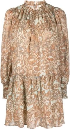 Ulla Johnson Casual Mini Jurk Multicolor Katoen Viscose - Dames - Korte kleedjes - Bruin - L - Katoen - Kleedjes