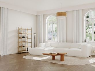 Vente-Unique Divano in Tessuto bouclette Bianco - Angolo a sinistra - POGNI di Maison Céphy di Maison Céphy