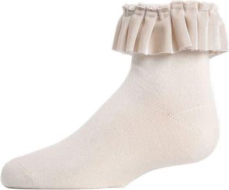 MeMoi Velvet Pleated Anklet Socks in Winter White at Nordstrom, Size 6-12M