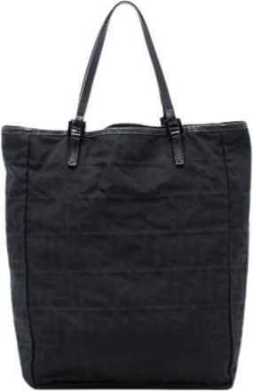 Fendi Pre-owned Canvas Tote Bag - Dames - Vintage Shopper - Zwart - ONE Size - Leer - Vintage
