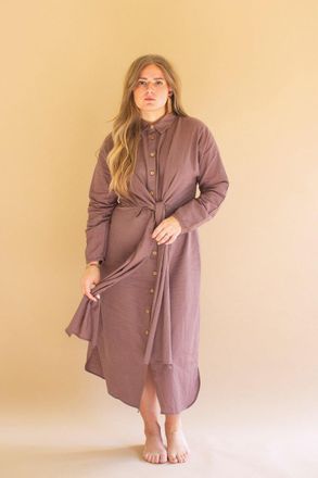 Kalalou Long-Sleeve Buttondown Dress W Front-Tie Detail