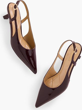 Talbots Olivia Slingback Kitten Heel Pumps - Crinkle Patent - Deep Burgundy - 5 1/2 M Talbots