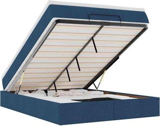 vidaXL Estructura De Cama Otomana Colch&oacute;n Tela Azul Pardo 140x200cm Vidaxl