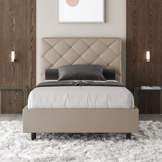 Les Tendances Les Tendances - Letto Matrimoniale Francese Contenitore Imbottito 140x190 Similpelle Tortora Priya