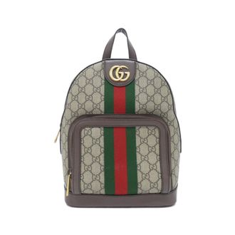 Gucci Beige Brown Gg Supreme Leather Backpack (Pre-Owned)