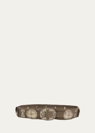 Ralph Lauren Collection Suede Cast Concho Belt
