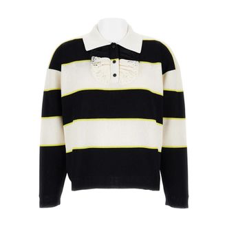 Alexander McQueen Alexander McQueen, Round-neck Knitwear, female, Multicolor, Size: S Striped Polo Jumper
