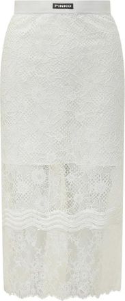 Pinko Harmonie Skirt - Dames - Midirokken - Wit - M - Katoen - Rokken