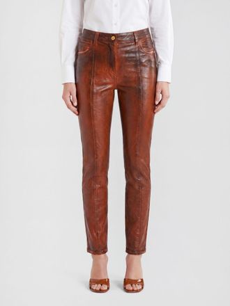 Elisabetta Franchi Jeans skinny a vita alta in denim stretch effetto usurato