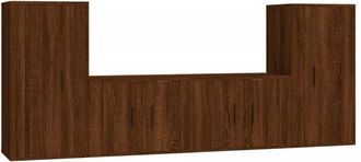 vidaXL Vidaxl - Set De Muebles Para Tv 4 Pzas Madera Contrachapada Marr&oacute;n Roble