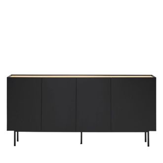 Teulat Aparador negro de 4 puertas 165x40 cm