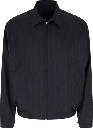 Kaptain Sunshine Dark Blue Pinstriped Wool Zip Jacket