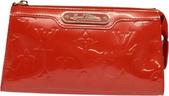 Louis Vuitton Cosmetic Pouch Orange Patent Leather Clutch Bag (Pre-Owned)
