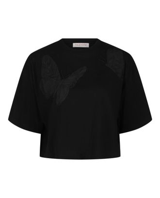 Valentino Butterfly Appliqu&eacute; Crop T-Shirt