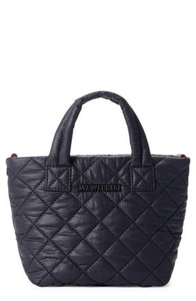 MZ Wallace Petite Metro Deluxe Quilted Nylon Tote in Black Lacquer at Nordstrom