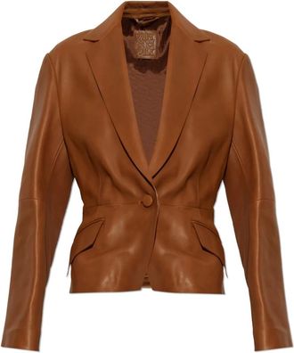 Max Mara Leren Jas Avenue - Dames - Jassen - Bruin - Maat: 2XS Leer
