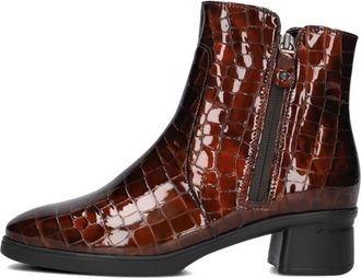 Hartjes Blauwe Enkellaarsjes Leer Cognac - Dames - Laarzen met Hak - Bruin - 37 1/2 EU - Leer - Schoenen