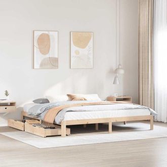 vidaXL Estructura De Cama Con Cajones Madera Maciza De Pino 180x200 Cm Vidaxl
