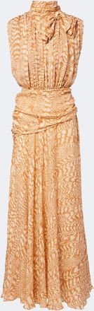 Johanna Ortiz Printed draped silk cocktail dress