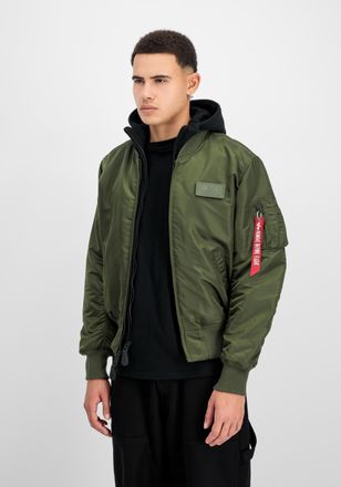 Alpha Industries Bomberjacke ALPHA INDUSTRIES MA-1 D-Tec, Herren, Gr. M, gr&uuml;n (schwarzgr&uuml;n, schwarz), Obermaterial: 100% Nylon, Futter: 100% Nylon, Kapuze: 75% Baumwol