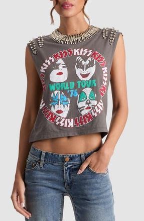 Alice & Olivia Micah Embellished Graphic Muscle Tee in Kiss World Tour at Nordstrom Rack, Size Medium/large