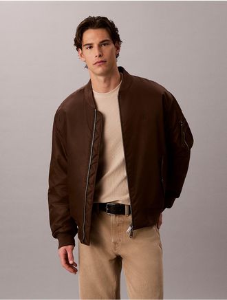 Calvin Klein Jeans Calvin Klein Mens Nylon Bomber Jacket - Brown - XL