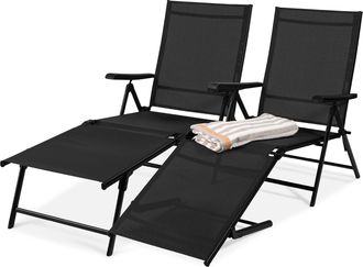 Best Choice Products Set of 2 Outdoor Patio Chaise Lounge Chair Adjustable Folding Pool Lounger w/ Steel Frame