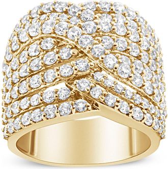 House of Brilliance 10K Gold 3.0 Cttw Diamond Bypass Crossover Statement Band Ring in Yellow Gold at Nordstrom, Size 6