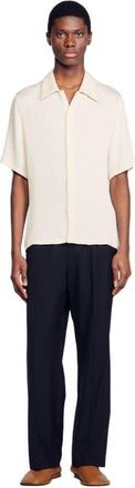 Sandro Crinkled shirt in Optic White at Nordstrom, Size Xx-Large