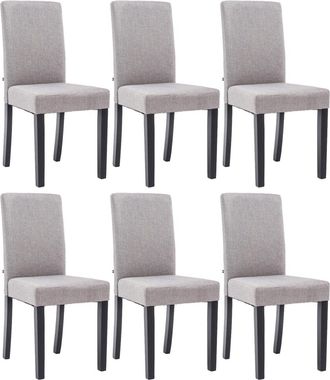 Clp Clp - Juego De 6 Sillas De Comedor Ina De Tela Gris Claro Negro