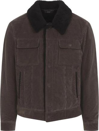 Tom Ford 900 Wale Cord Sherling Collar Trucker - Heren - Winterjassen - Bruin - XL - Jassen