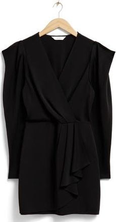 & Other Stories Long Sleeve Faux Wrap Dress in Black at Nordstrom Rack, Size 12