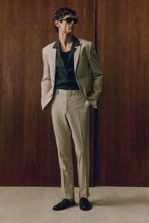 H&M Slim Fit Suit Trousers in Light Beige at Nordstrom, Size 32