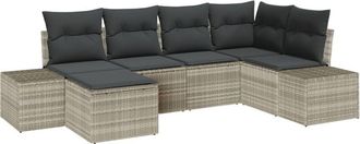 vidaXL Vidaxl - Garden Sofa Set with Cushion 6 pcs Light grey Poly rattan