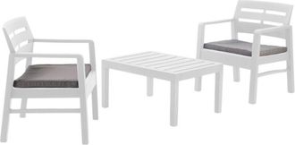 Dmora Sal&oacute;n De Jard&iacute;n Benevento, Conjunto De Jard&iacute;n Con 2 Sillones Y 1 Mesa De Centro, Zona De Estar Interior Y Exterior Con Cojines, 100% Made In Italy, Bl