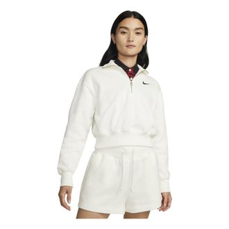Nike (WMNS) Nike Sportswear Phoenix Fleece 1/2-Zip Cropped Sweatshirt White DQ5768-133