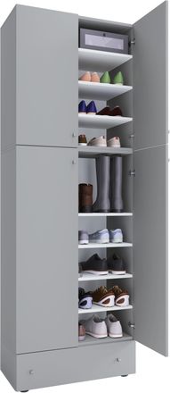 ebuy24 Gabinete De Zapato De Madera Vcm Dimensiones: Al. 200 X An. 70 X T. 39 Cm Gabinete Todo Uso 9 Compartimentos 4 Puertas Giratorias Caj&oacute;n Extra - Lona (