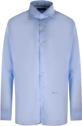 Aquascutum Effen shirt met lange mouwen en logo voor heren (Blauw)