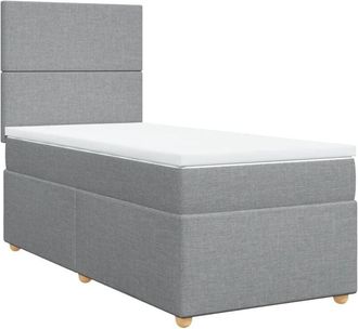 vidaXL Cama Box Spring Con Colch&oacute;n Tela Gris Claro 90x200 Cm Vidaxl