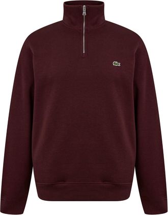 Lacoste Mens Quarter Zip Fleece Top Burg BZD XL
