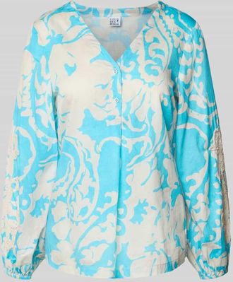 Emily van den Bergh Regular Fit Bluse mit V-Ausschnitt in Aqua, Gr&ouml;&szlig;e 36