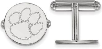 Diamond2Deal Sterling Silver Rhodium-plated Clemson University Tiger Paw Cuff Links
