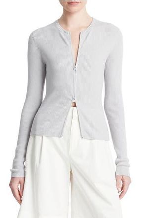Vince Front Zip Rib Cardigan in Light Grey at Nordstrom Rack, Size X-Large