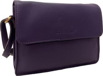 Rowallan Of Scotland Small Leather Purple Three Sectioned Crossbody Bag