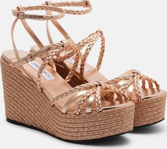 Jimmy Choo London Nyra braided leather espadrille wedges