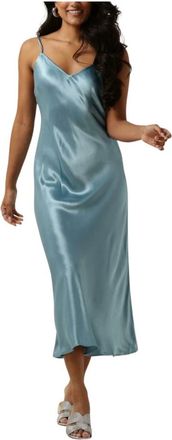 Greek Archaic Kori Kleedjes, Dames, Blauw, S, Elegante Midi Jurk