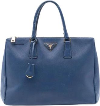 Prada Pre-owned Saffiano Leren Tote - Dames - Vintage Handtas - Blauw - ONE Size - Leer - Vintage
