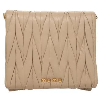 Miu Miu Tweedehands leren schoudertassen - Dames - Vintage Schoudertas - Beige - ONE Size - Leer - Vintage