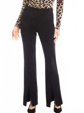 Karen Kane Faux Suede Front Slit Pant In Black